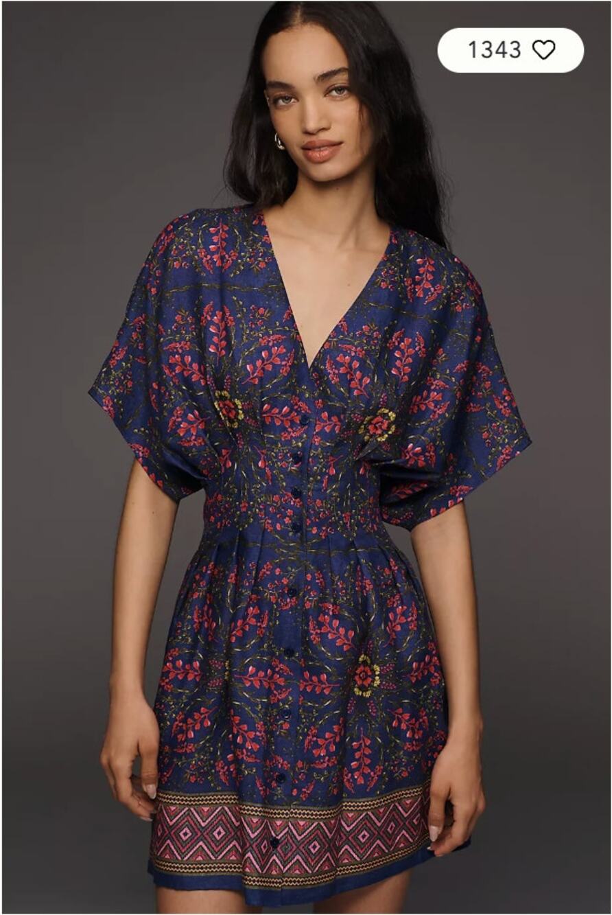 Anthropologie Tobie Linen Mini Shirtdress by Exquise XS NEW